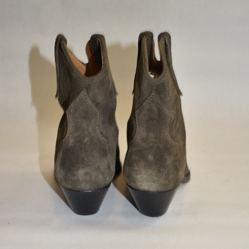 Isabel Marant Dewina Suede Western Boots Olive Brown Size 37 7 US DD308 - Picture 6 of 8